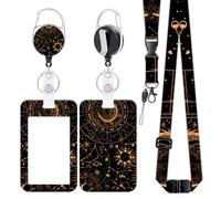 FOSDICK Porte Badge Tour de Cou, Portes Carte Collier Noir, Tour de Cous Badge, Collier Porte Cartes avec Enrouleur Bobines et Cordons Amovibles pour Cartes de Crédit, Infirmière, Enseignant