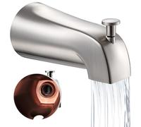 Fosenlion Bec de baignoire universel avec inverseur, bec de robinet de baignoire mural à montage avant, filetage IPS 1,27 cm, compatible avec Westbrass E531D-1F-62 de rechange (nickel brossé)