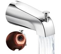 Fosenlion Bec de baignoire universel avec inverseur, bec de robinet de baignoire mural à montage avant, filetage IPS 1,27 cm, compatible avec Westbrass E531D-1F-62 de rechange (chromé)