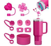 FOSFUKEER Ensemble d'accessoires pour gourde Stanley, comprend 6 bouchons en silicone anti-fuite, 2 couvercles avec paille, 1 manchon en silicone pour gourde Stanley de 1,2 L et tasses de 850 ml