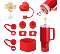 FOSFUKEER Ensemble d'accessoires Stanley Cup, comprend 6 bouchons en silicone anti-fuite et 2 couvercles en paille, 1 étui en silicone pour gobelets Stanley Cup de 1,2 l et 850 ml, tasses non incluses