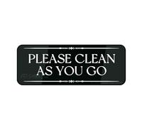 FOSHIN Panneau en acrylique pour mur Fancy Please Clean As You Go - Décoration d'intérieur et d'extérieur - 25,4 x 7,6 cm