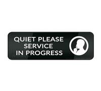FOSHIN Panneau mural ou de porte autocollant Quiet Please Service In Progress - 25,4 x 7,6 cm - Plaque en acrylique de qualité supérieure