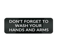 FOSHIN Panneau mural ou de porte « Don'T Forget To Wash Your Hands And Arms » - 25,4 x 7,6 cm - Autocollant avec symboles - Pour restaurant, salon, hôtel, motel - Restrooms - Acrylique 7