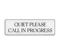 FOSHIN Panneau mural ou de porte Quiet Please Call In Progress durable avec ruban adhésif double face 25,4 x 7,6 cm, acrylique 9