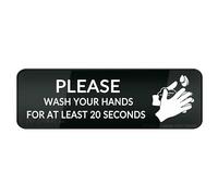 FOSHIN Panneau « Please Wash Your Hands For At least 20 Seconds » - 7,6 x 25,4 cm - Résistance à la décoloration - Utilisation en intérieur/extérieur - Acrylique 1