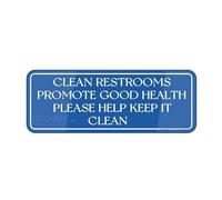 FOSHIN Panneau pour porte en plastique acrylique Fancy Clean Restrooms Promote Good Health Please Help Keep It Clean - Durable - Avec ruban adhésif double face au dos - 25,4 x 7,6 cm