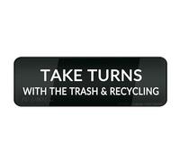 FOSHIN Panneau « Take Turns With The Trash And Recycling » - 25,4 x 7,6 cm - Autocollant - Utilisation pour le bureau/entreprise - Facile à appliquer - Acrylique8