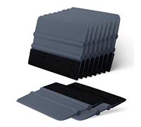 FOSHIO 10 Pcs Raclette Film de Fenêtre avec Bord Fibre, Plastique Racleur Outil en Plastique Film Raclette Durable Raclette de Film de Fenêtre, Gris - 10 cm x 7,5 cm