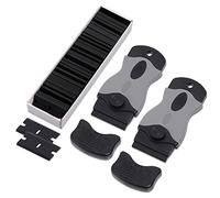 FOSHIO 2 Grattoir Plaque Vitrocéramique avec 100 raclettes de en Plastique, Grattoir vitre pour enlever Les étiquettes, Raclette Vitroceramiqu le noir