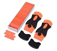 FOSHIO 2 Grattoir Plaque Vitrocéramique avec 100 raclettes de en Plastique, Grattoir vitre pour enlever Les étiquettes, Grattoir plancha (Orange)