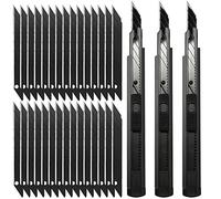 FOSHIO 3 Cutter à Cartouche, Cutter à lames Cutter 9mm,30 Lames 9 mm Incluses, pour Découpe de Travail d'art Bricolage, Spéléologie, Sculpture, Diy Sculpture Couteaux de Loisirs (le noir)