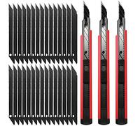 FOSHIO 3 Cutter à Cartouche, Cutter à lames Cutter 9mm,30 Lames 9 mm Incluses, pour Découpe de Travail d'art Bricolage, Spéléologie, Sculpture, Diy Sculpture Couteaux de Loisirs (rouge)