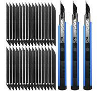 FOSHIO 3 Cutter à Cartouche, Cutter à lames Cutter 9mm,30 Lames 9 mm Incluses, pour Découpe de Travail d'art Bricolage, Spéléologie, Sculpture, Diy Sculpture Couteaux de Loisirs (bleu)