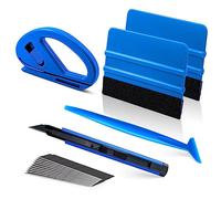 FOSHIO Kit de Films de Voiture Teinté Kit Covering Outils de Film Comprenant Un grattoir en Plastique,Cutter, Spatule Plastique,pour Film vitre teintée Voiture,Stickers Meuble (Bleu)