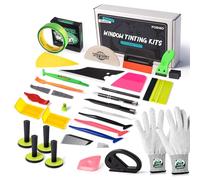 FOSHIO Kit d'outils en vinyle sans couteau de 50 m pour voiture - Contient 4 aimants pour enroulement de voiture, micro raclette, grattoir, raclette en feutre, gants, raclette, cutter pour film teinté