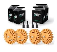 FOSHIO Lot de 4 gommes pour enlever les décalcomanies avec adaptateur, 20 mm et 25 mm pour enlever le vinyle, l'autocollant, l'adhésif, les résidus, les graphiques, les autocollants
