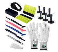 FOSHIO Lot d'outils de voiture en vinyle pour film coloré, ensemble d'outils d'enveloppe, 6 pièces, aimants et gants en vinyle, grattoir en feutre