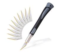 FOSHIO Scalpel avec 10 lames revêtues de titane Cutter de Précision Couteau Professional Cutter Set couteaux et capuchon de protection, scalpel chirurgical, couteau à découper(Gris)