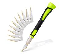 FOSHIO Scalpel avec 10 lames revêtues de titane Cutter de Précision Couteau Professional Cutter Set couteaux et capuchon de protection, scalpel chirurgical, couteau à découper（Vert fluorescent）