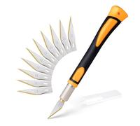 FOSHIO Scalpel avec 10 lames revêtues de titane Cutter de Précision Couteau Professional Cutter Set couteaux et capuchon de protection, scalpel chirurgical, couteau à découper(Jaune)