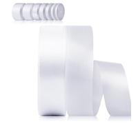 Foshird Ruban Blanc 25mm*22m Ruban Satin pour Décoration Mariée Anniversaires Cadeau Emballage Noel Artisanat Bouquet