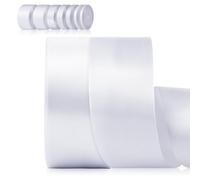 Foshird Ruban Blanc 40mm*22m Ruban Satin pour Décoration Mariée Anniversaires Cadeau Emballage Noel Artisanat Bouquet