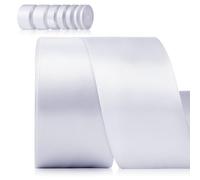 Foshird Ruban Blanc 50mm*22m Ruban Satin pour Décoration Mariée Anniversaires Cadeau Emballage Noel Artisanat Bouquet