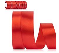 Foshird Ruban Rouge 25mm*22m Ruban Satin pour Décoration Mariée Anniversaires Cadeau Emballage Noel Artisanat Bouquet