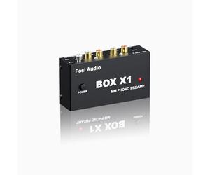 Fosi Audio BOX X1 Préamplificateur Phono, Mini MM Préampli à Très Faible Bruit Préamp Hifi avec Sortie RCA/TRS, Poteau Mise à la Terre et Alimentation 12 V CC