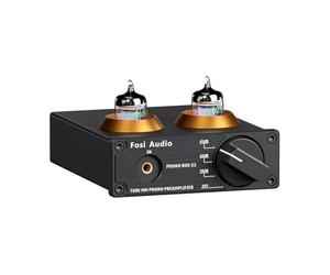 Fosi Audio BOX X2 Préampli Phono, Amplis pour Platine Vinyle, Remplaçable à Tube à Vide, Trois Modes de Gain Commutables, Ampli Phono avec RCA/3.5mm AUX, Amplificateur HiFi pour Ampli Home Cinema