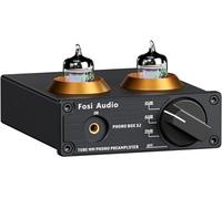 Fosi Audio Box X2 - Preamplificateur Phono pour Platines MM, Réglage de Gain, Tube Stéréo, Mini Hi-Fi avec Alimentation 12V