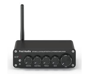 Fosi Audio BT30D Bluetooth 5.0 Récepteur Audio Stéréo Amplificateur 2.1 Canaux Mini Hi-FI Amplificateur Intégré 50W x 2+100W pour la Maison Haut-Parleurs Passifs d'extérieur/Subwoofer
