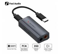Fosi Audio DS2 Amplificateur de casque portable USB DAC, double CS43131, Type-C vers 3,5 mm 4,4 mm, décodeur HiFi PCM 32 bits/384 kHz DSD256 Gray