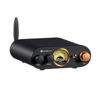 Fosi Audio MC101 Mini Ampli Bluetooth, Amplificateur Audio HiFi Stéréo avec VU-Mètre 2 Canaux pour Haut-Parleurs Passifs avec Contrôle des Basses et des aigus Vintage en Alliage d'Aluminium