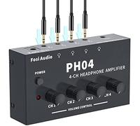 Fosi Audio PH04 Amplificateur de Casque stéréo 4 canaux avec Adaptateur d'alimentation 12 V 1,5 A Ultra-Compact pour Studio et scène