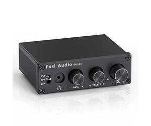 Fosi Audio Q4 Amplificateur de Casque, Amplificateur de Casque DAC USB 192 kHz, Entrées USB/Optiques/Coaxiales vers AUX/RCA/Sortie 3,5 mm, Ampli DAC de jeu pour PS5/PC/MAC/Haut-Parleurs Actifs