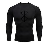 Fosike Berserk Manga T-Shirt Imprimé Manches Longues Séchage Rapide Vêtements Fitness Hommes Course À Pied Vêtements D'Entraînement, Collants De Basketball, Vêtements De Compression-Black||S
