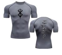 Fosike Berserk Manga T-Shirt Séchage Rapide Vêtements Fitness Hommes Course À Pied Vêtements D'Entraînement, Collants De Basketball, Vêtements De Compression-Black||S