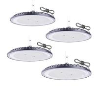 Fosingut 100W LED UFO High Bay Lumière d'entrepôt, 110lm/w 144LEDs Projecteur LED Extérieur Industrial,6500K IP65 Étanche Plafonnier LED UFO Spot Lustre Intérieur,Lampe Atelier pour Garage,Usine-4pcs