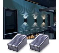 Fosingut Applique Murale Exterieure Sans Fil Lampe Solaire,CCT Lampe Solaire Exterieur Jardin Up Down Réglable,IP65 Étanche Lumière Exterieur pour Clôture,Cour,Patio-2PCS