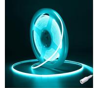 Fosingut Bande LED COB bleu glacier 5 m, 12 V 4 mm pour chambre à coucher, 480 LED/m CRI90+ flexible sous armoire, cuisine, pour TV, salle de jeux, armoire, éclairage à domicile (bande lumineuse COB