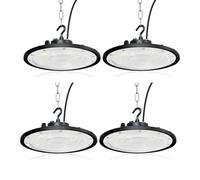 Fosingut LED UFO High Bay Lumière 200W, 20000lm Projecteur LED Industriel,6500K IP65 Étanche Plafonnier UFO Spot Lustre Intérieur,Lampe Atelier Éclairage d'entrepôt pour Stade,Garage,Usine-4pcs