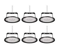 Fosingut Projecteur LED Industriel 200W,20000LM Spot High Bay Lumière éclairage d'atelier,Blanc Froid 6500K IP65 Étanche UFO Eclairage Plafonnier LED Interieur Lustre pour Entrepôt,Usine,Hall,Gym-6pcs