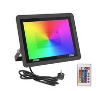 Fosingut RGB Projecteur LED Extérieur 100W,Spot LED Couleur avec Télécommande,16 Couleurs 4 Modes Dimmable Éclairage Extérieur Murale,Étanche IP66 Luminaire Jardin pour Cour,Terrasse,Noël,Fêtes DJ