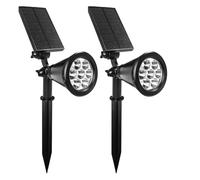 Fosingut RGB Spot Solaire Exterieur,2 en 1 Lampe Solaire Exterieur Jardin Etanche IP65,7 LED Projecteur Solaire Éclairage de Sécurité,Paysage Lumière pour Noël Deco,Jardin,Allée,Cour,Fête,2 Pack