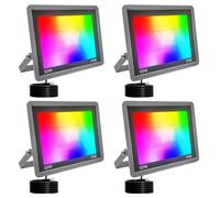 Fosingut RGBCW Projecteur LED Extérieur 50W,Spot LED Couleur 2700K-6500K,Contrôle l'APP/Musique Sync/Minuteur/Dimmable/Étanche Luminaire RGB Éclairage Extérieur Murale pour Jardin,Cour,Noël,Fête-4pcs