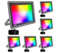 Fosingut RGBCW Projecteur LED Extérieur 50W,Spot LED Couleur 2700K-6500K,Contrôle l'APP/Musique Sync/Minuteur/Dimmable/Étanche Luminaire RGB Éclairage Extérieur Murale pour Jardin,Cour,Noël,Fête-6pcs