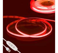 Fosingut Rouge Ruban LED COB 2m, DC5V USB Bande LED Chambre,480LED/m CRI90+ 4mm Dimmable Fancy LED TV Kit,Flexible Lumiere Bandeau LED Gaming Adhésif pour Cuisine,Fête,Armoire,DIY Decor