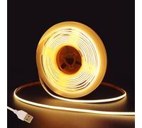 Fosingut Ruban LED COB 3m, 5V USB Bande Chambre Blanc Chaud 3000K,480LEDs/m CRI90 Flexible TV Kit 4mm,Fancy Lumiere Bandeau LED Gaming,Adhésif Reglette COB pour Cuisine,Armoire,Miroir,Fête DIY Decor